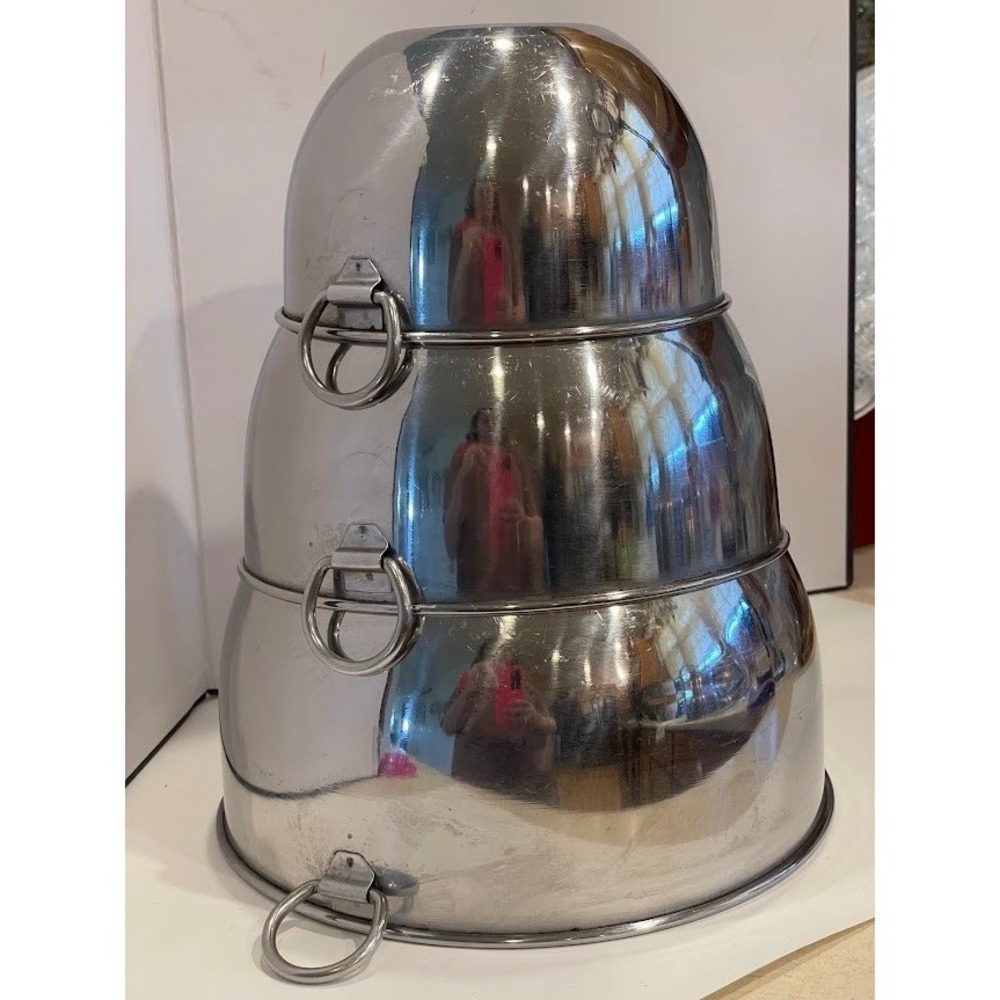Revere Ware Stainless Steel Nesting Mixing Bowls Set of 3 Ring Handles Korea